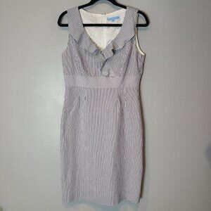 Antonio Melani seersucker Dress Women Size 8 Preppy Wedding Guest Resort Coastal